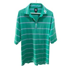 FootJoy (Titleist) Men’s Golf Shirt L - Aqua, Light Blue/White Stripes